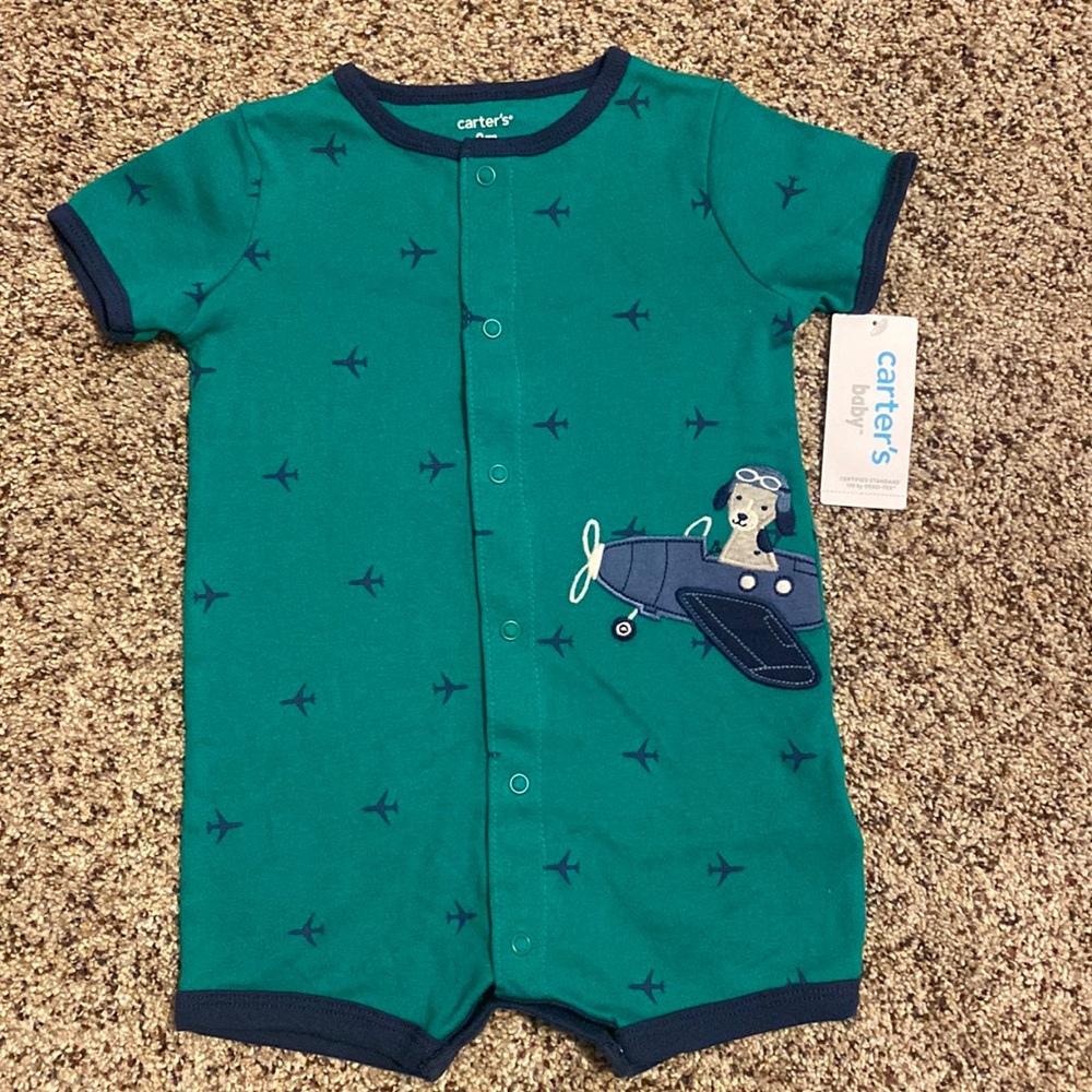 🧡 2/$15🧡 NWT Carter’s Baby Romper 🐶✈️